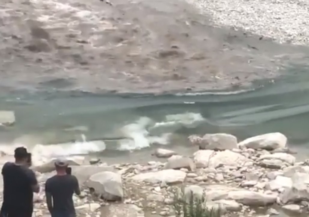 Floodwater Surges Down Nueces River in Uvalde, Texas