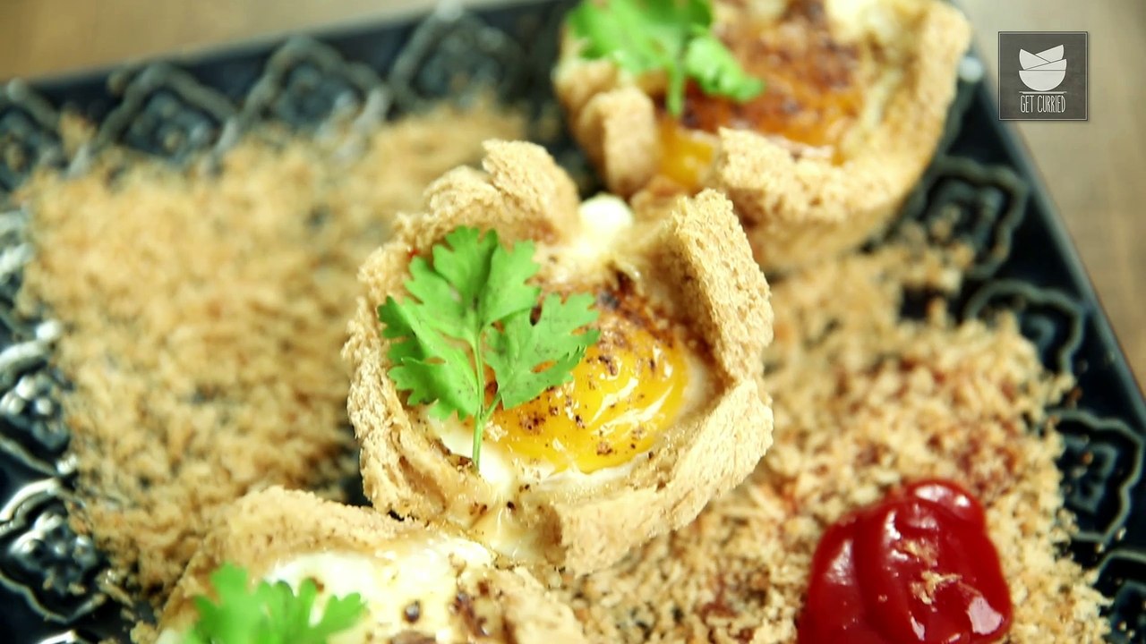 Eggs In Baked Basket - How To Make Baked Eggs in Baskets - Easy Egg Breakfast Recipes - Neha Naik