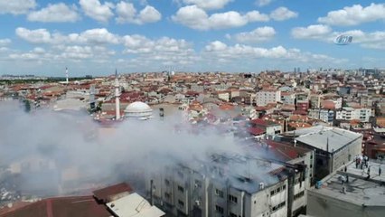 Beyoğlu'nda Tekstil Atölyesindeki Yangın Havadan Görüntülendi