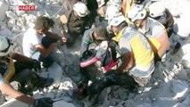 İdlib'de çoğu kadın ve çocuk 17 kişi enkaz altından kurtarıldı