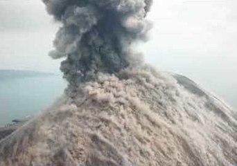 'Lava Bombs the Size of Trucks!' - Aerial Footage Shows Anak Krakatau Eruption