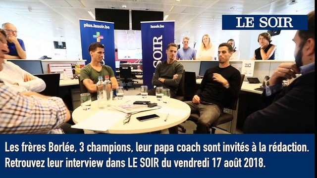 Les freres Borlee, ces trois champions et leur papa-coach sont les invités de la rédaction du journal Le SOIR