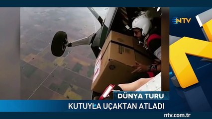 Karton kutu içinde uçaktan atıldı