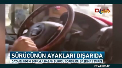 Ayaklarını dışarı çıkardı, gaza elindeki sopayla bastı
