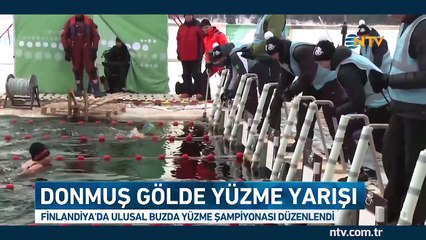 Donmuş gölde yüzdüler