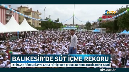 Balıkesir'de 3 bin 410 çocuk süt içme rekoru kırdı