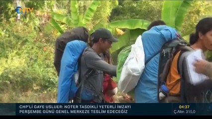 Dağda mahsur kalan yüzlerce kişi aşağı inmeye başladı