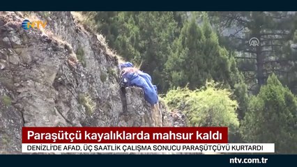 75 yaşındaki paraşütçü kayalıklara zorunlu iniş yaptı