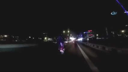 E-5 Karayolu'nda Tek Teker Kazası Kamerada