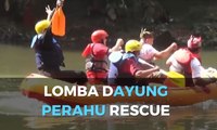 Serunya Lomba Dayung Perahu Rescue di Sungai Bedadung