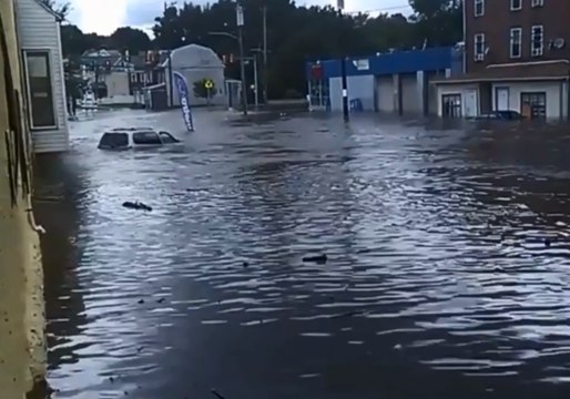 Streets Flooded in Darby, Pennsylvania, After Heavy Rain