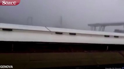 İtalya'daki köprünün çökme anı