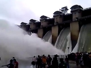 Krs Dam | Karnataka India | huge Water Coming of Crest Gate |