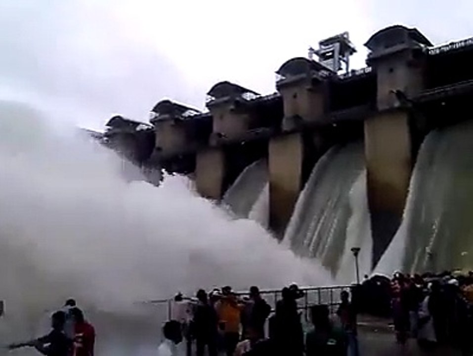 Krs Dam | Karnataka India | huge Water Coming of Crest Gate |
