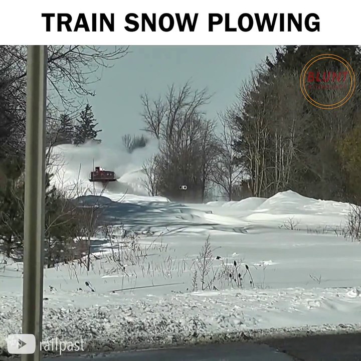 The Snow Piercer is coming through deep snow railway tracks