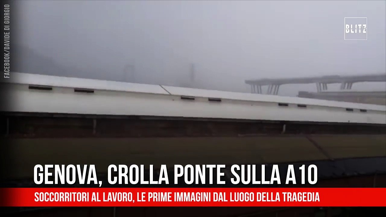 Genova, il momento del crollo del ponte sulla A10
