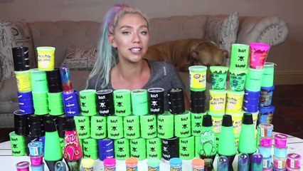 MIXING 100 STORE BOUGHT JIGGLY SLIMES INTO A GIANT SLIME SMOOTHIE! ( SO SATISFYING)