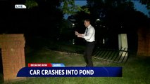 Man Escapes Car Seconds Before it Crashes into Pond