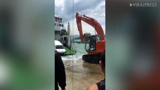 Car Rolls Off Ferry In Rough Seas