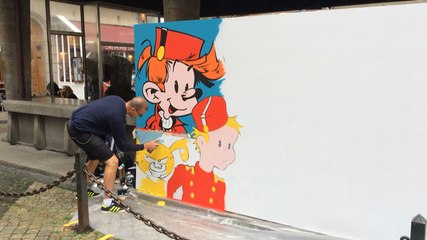 La réalisation de la fresque Spirou par Patrice Poch