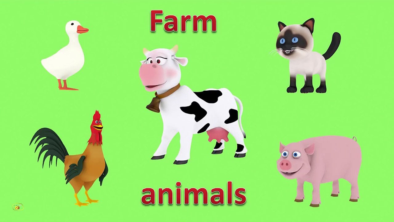 Farm animals for children toddlers. 3D animated picture show. Cartoons for babies. Learn English.