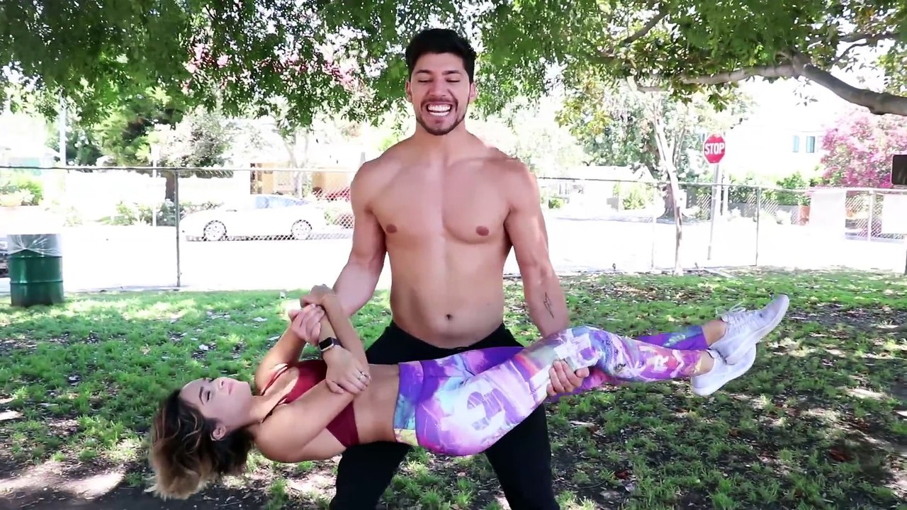 Hot and Beautiful Young Couple Fantastic Work out Exercise With Romance Couples Fitness 2018