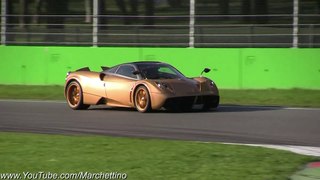 Gold Pagani Huayra Lauch Powerslides and Accelerations Test 2018