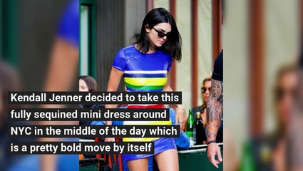 Stop Everything  Kendall Jenner Paired A Sequined Dress With Sneakers