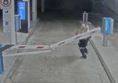 Police Hunt Man Caught on Camera Running Into Boom Gate