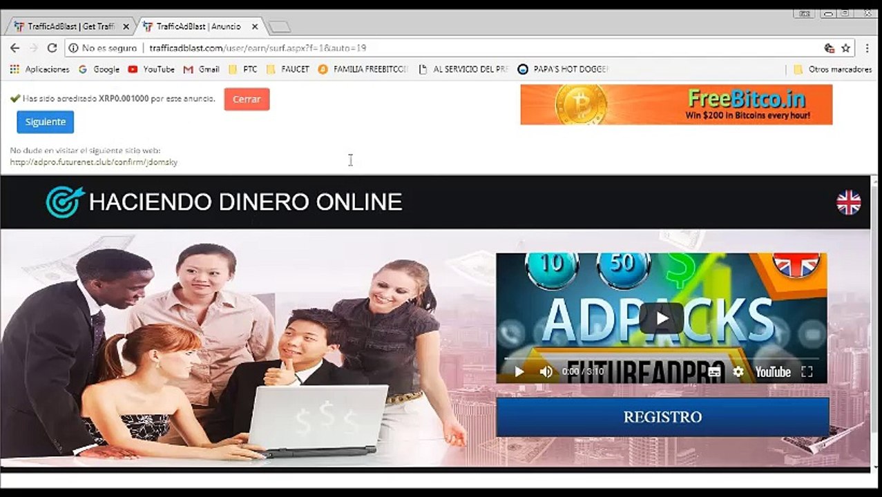 Gana dinero con trafficadblast tu plataforma de brasil pagando ripple