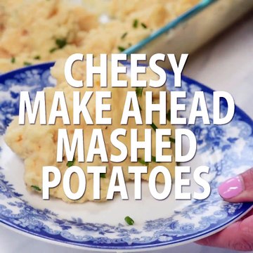 These CHEESY MAKE AHEAD MASHED POTATOES are a fabulous way to make your holiday meal prep a whole lot easier. Make them a day or two in advance and check them o