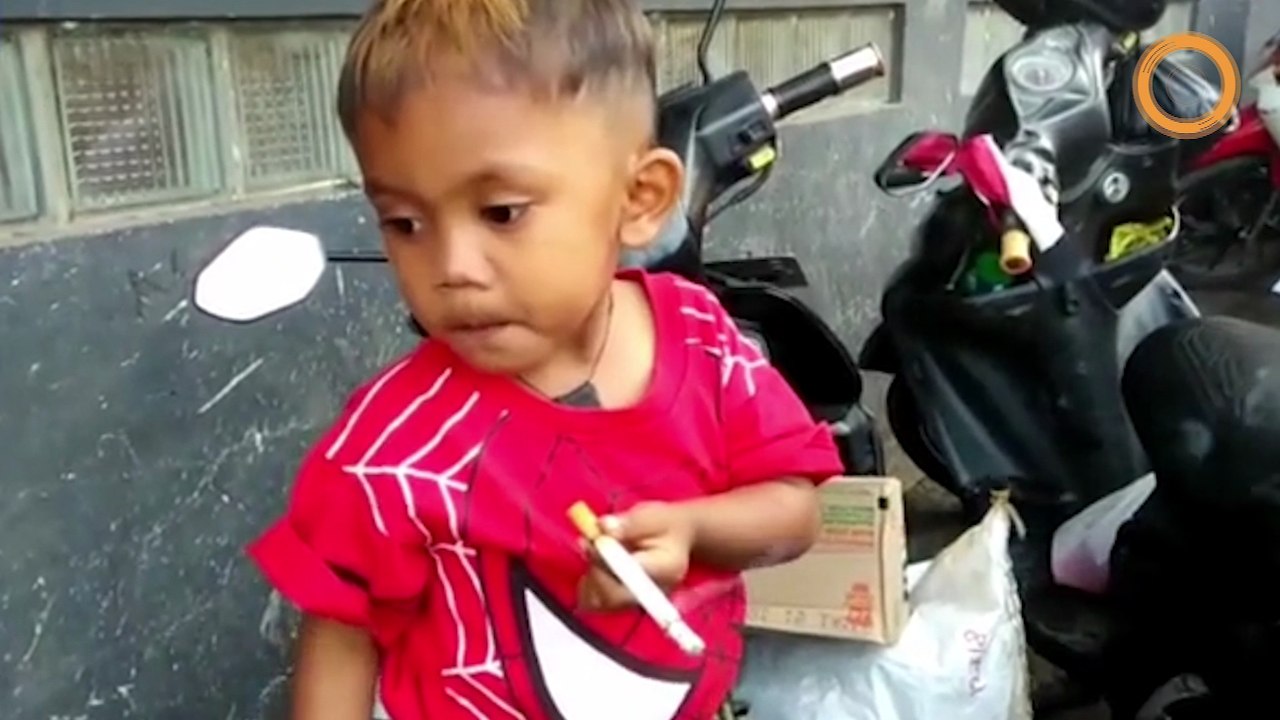 Un bébé accro doit fumer 40 cigarettes par jour, devant ses parents amusés, sinon il se met en colère