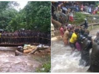 வேகமாக 35 அடிக்கு பாலத்தை கட்டிய மீட்பு படையினர்