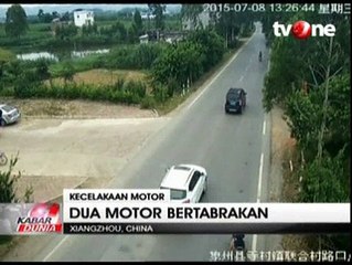 Tabrakan 2 Sepeda Motor di Xiangzhou Terekam Kamera