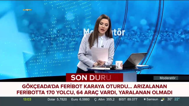 Gökçeada'da feribot kayaya oturdu