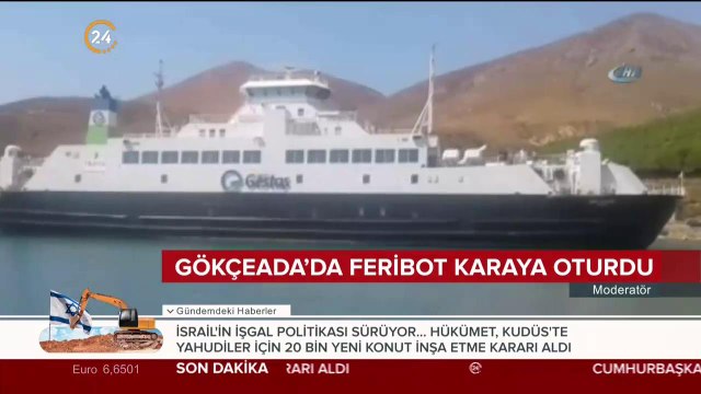 Gökçeada'da feribot karaya oturdu
