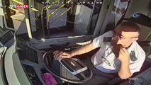 Otobüs şoförü direksiyon başında kalp krizi geçirdi
