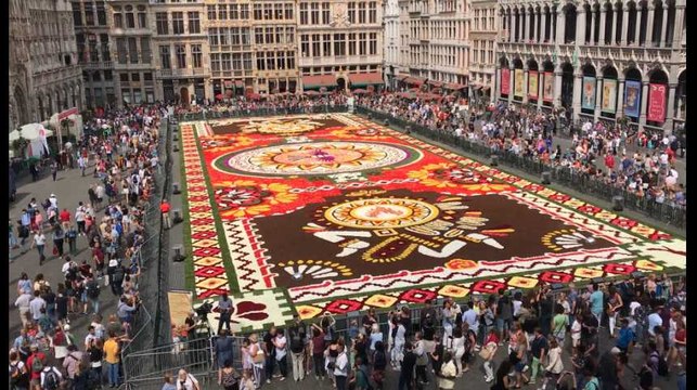 Le tapis de fleurs mexicain visible jusqu'à dimanche sur la Grand-Place de Bruxelles
