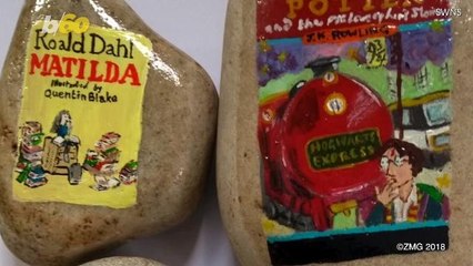Teacher Paints Intricate Book Covers on Stones to Encourage Reading