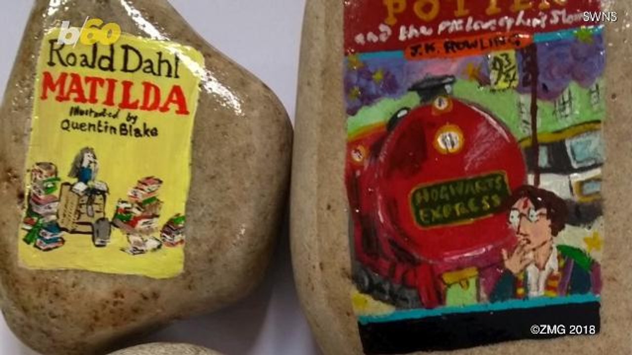 Teacher Paints Intricate Book Covers on Stones...