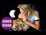 Food blogger takes on 3kg doner kebab the size of a PILLOW