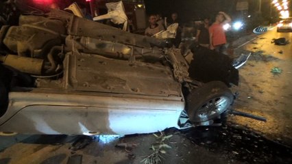 Taklalar atan otomobilden burnu bile kanamadan çıktı