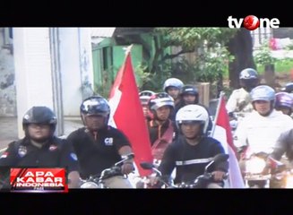 HUT RI, Bikers Nganjuk Kibarkan Merah Putih Raksasa