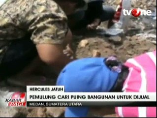 Pemulung Datangi Lokasi Jatuhnya Pesawat Hercules di Medan