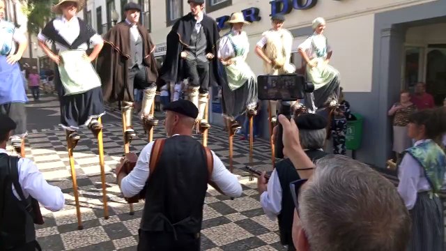 Ricky Hanson watching folk dancers in Madeira