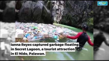 Pile of trash seen floating near secret lagoon in Palawan