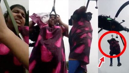 கேரளா வெள்ளத்திலிருந்து காப்பாற்றப்படும் மக்கள்- வீடியோ