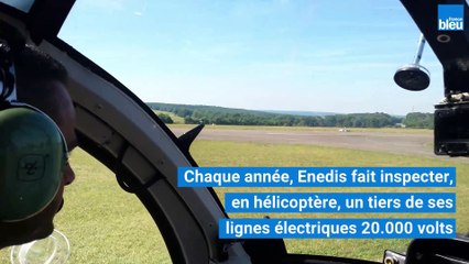 A bord de l'hélicoptère qui surveille les lignes Enedis