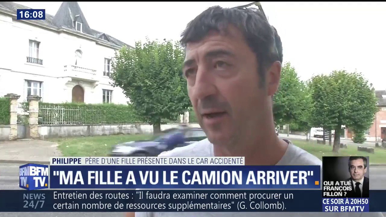 "Ma fille a vu le camion arriver", raconte le père d'une fille présente dans le car accidenté