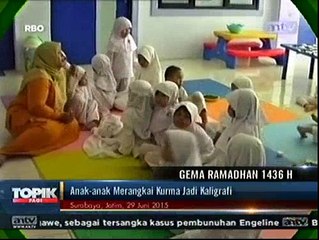 Anak-anak Merangkai Kurma Jadi Kaligrafi